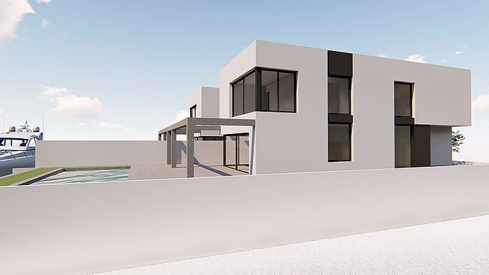 New construction villa on the canal in Empuriabrava